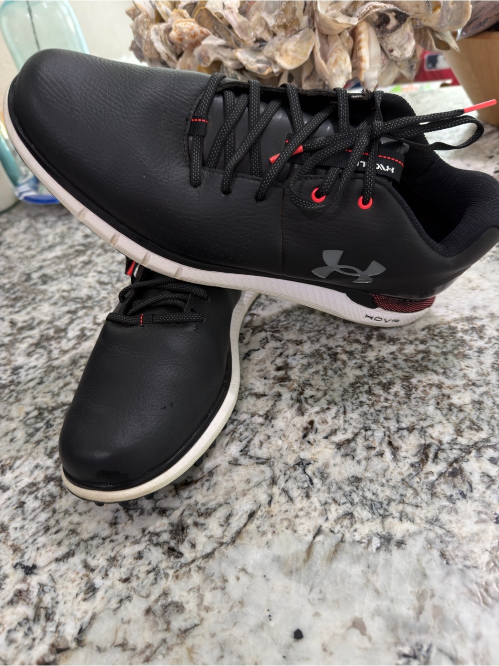 Under Armour Black Athletic Golf Shoes with Red Accents